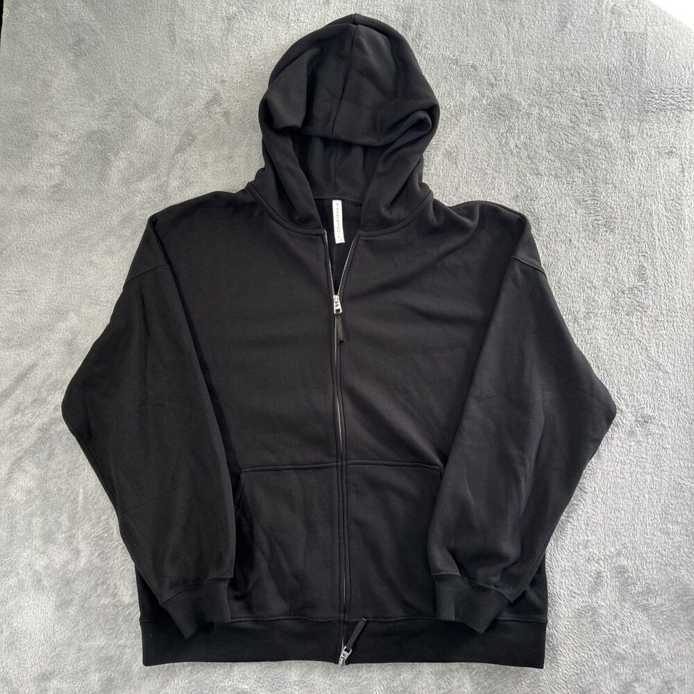 Fabletics Go To Full Oversized Hoodie Mens XL Black Fleece Zip Up Hooded Jacket